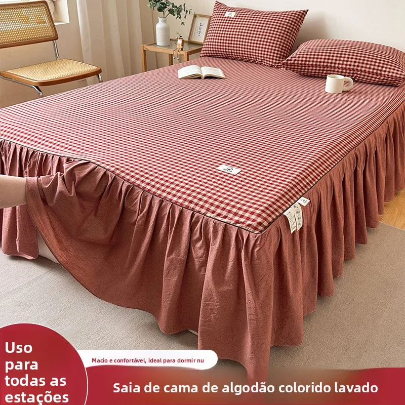 pure-cotton-plaid-anti-slip-bed-skirt-washed-color-woven-simple-design-mattress-protector-cover-new-2026-style-bedding-access
