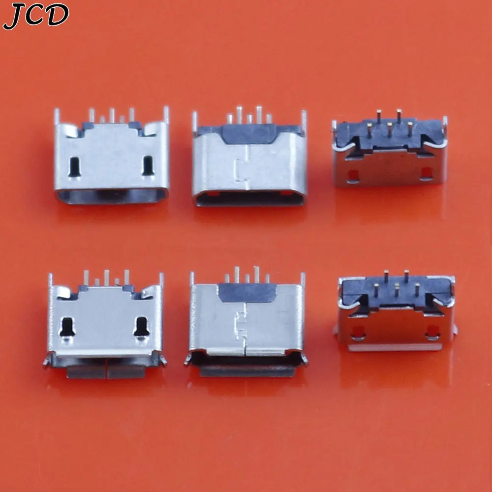 JCD 10pcs Vertical MICRO Mini USB 5pin Female Socket 180 degrees Jack 5P Direct plug-in USB Connector Charging Port Power Plug