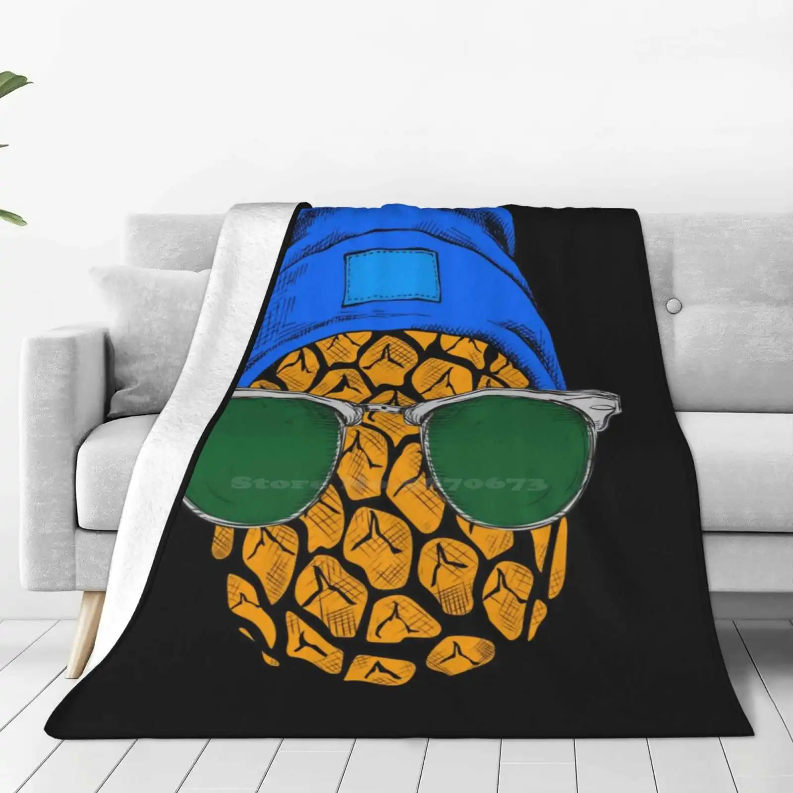 Streetwear Air Conditioning Soft Blanket Pineapple Streetwear Fruit Humor Funny Urban Nature Colored Soft