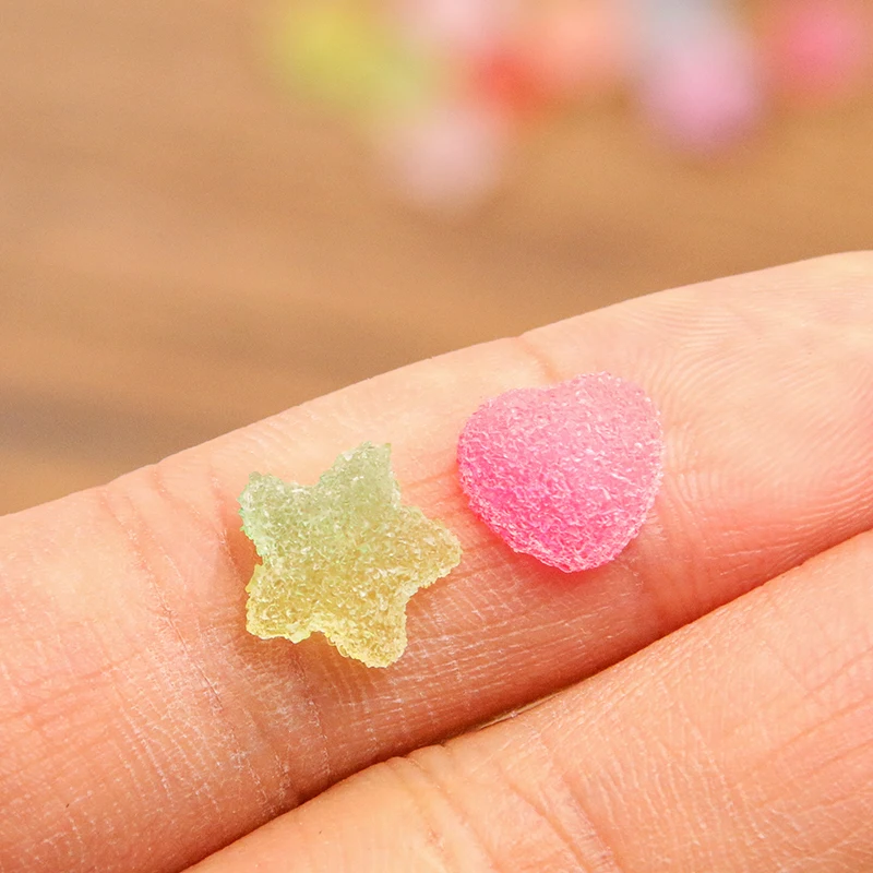 50Pcs Resin Emulation Candy Star & Heart DIY Craft Accessories