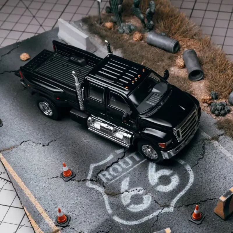 1-64-ford-f650-super-duty-agate-black-diecast-alloy-heavy-duty-truck-collectible-model-car-for-gift-home-decor