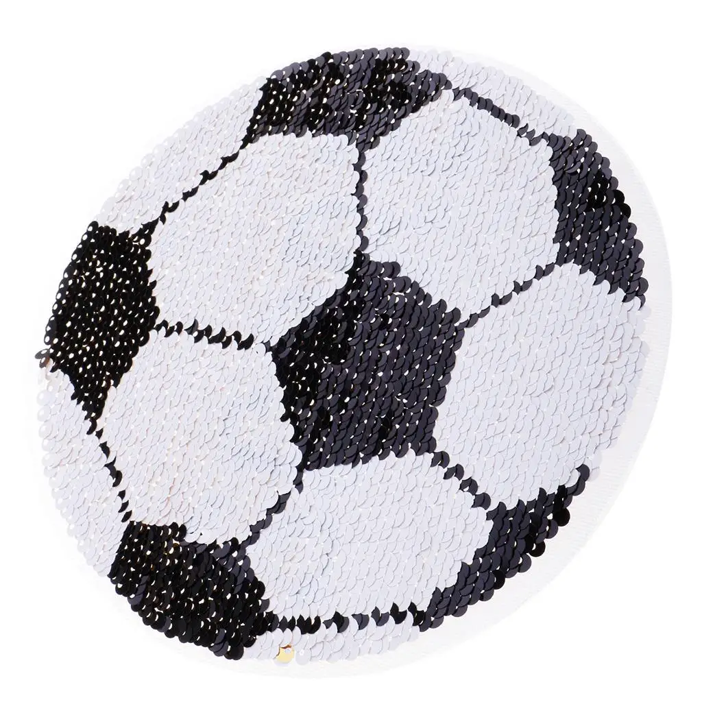 Reversible Football Sequins Patch Embroidery DIY Sew on Patches for Clothes