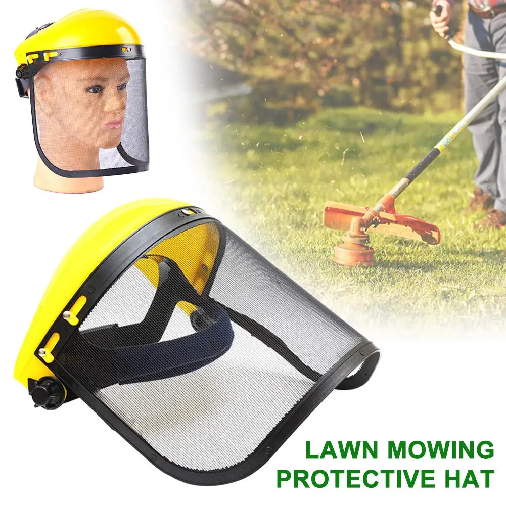 Garden Grass Trimmer Safety Helmet Hat With Full Face Mesh Protective Mask For Logging Brush Cutter Forestry Protection R3T9