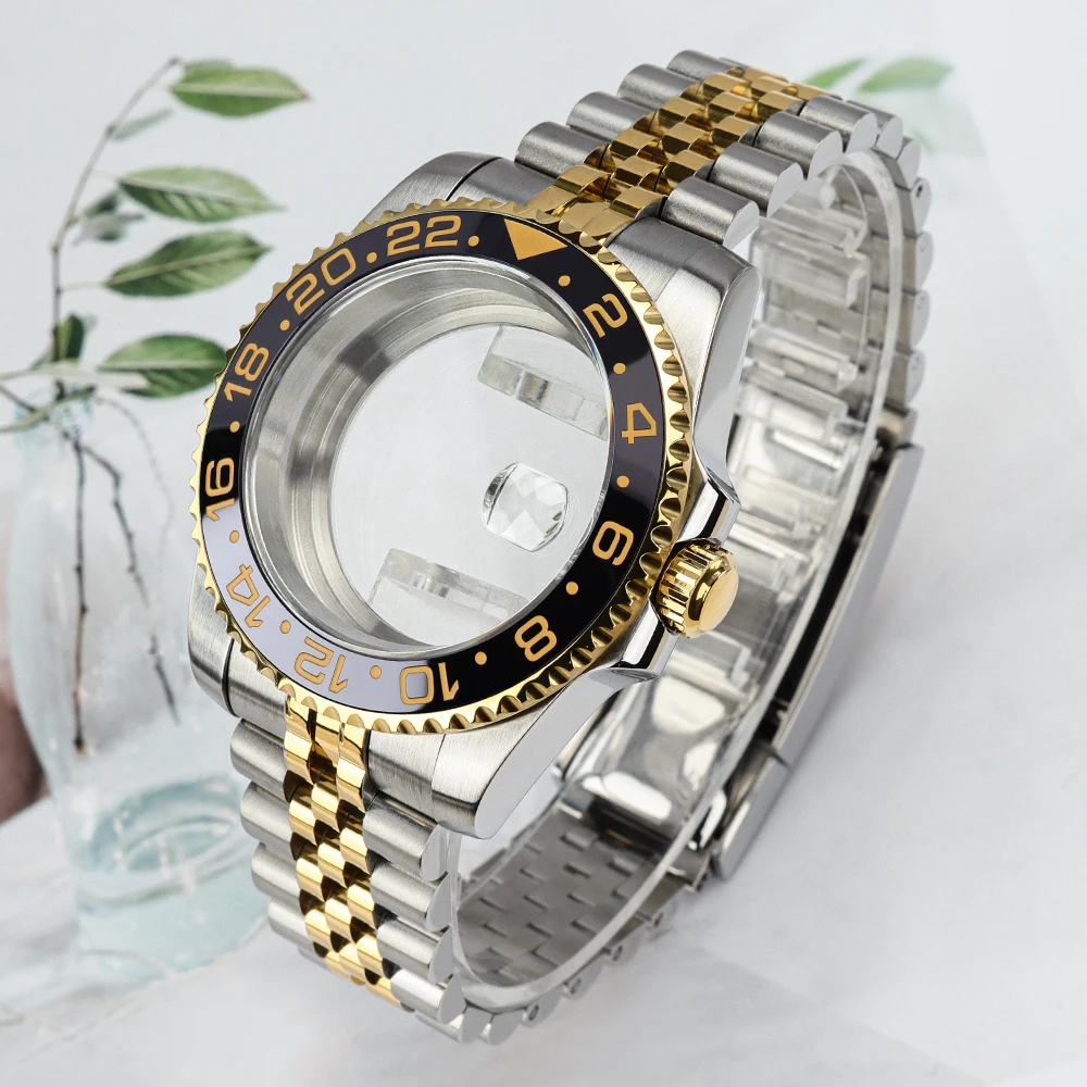 40mm Waterproof Watch Case Ceramic Insert Bezel Sapphire For GMT NH34 NH35 NH36 NH38 Miyota 8125 ETA 2824 Movts Glide Lock Clasp