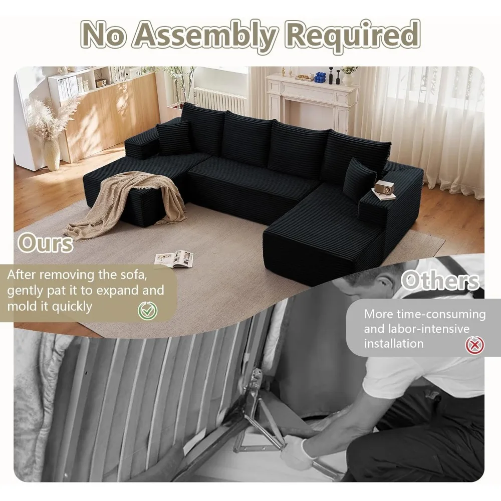 "أريكة كبيرة مستوحاة من السحابة لمساحات المعيشة، وأرائك مثيرة على شكل حرف U، ومقاعد معيارية مرنة، وأريكة سروال قصير من القطيفة