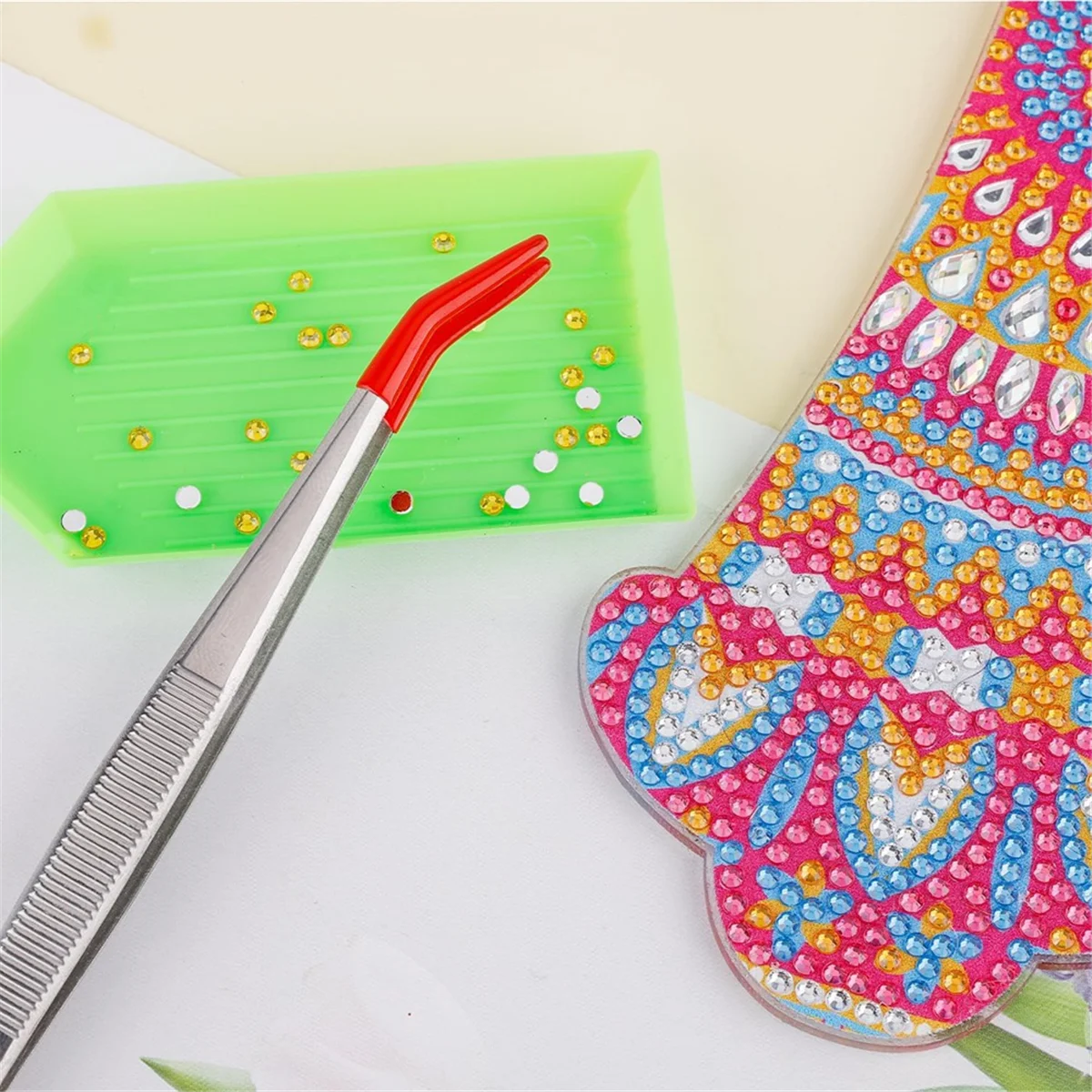 Pinzas de 4 piezas con puntas de goma, juego de pinzas recubiertas de PVC, pinzas de punta recta/plana de goma, pinzas dobladas, color rojo CALIENTE