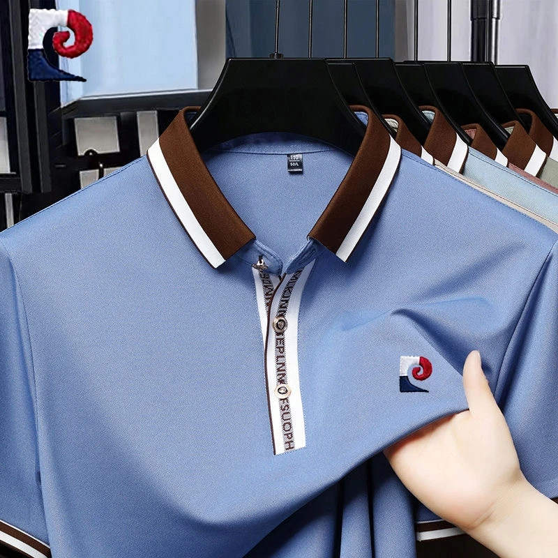 

New men's high-quality short sleeved polo shirt, summer fashion, casual, comfortable, breathable T-shirt top