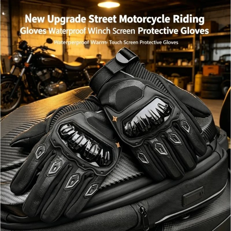 

New Upgrade Warm Winter Riding Gloves Waterproof Touch Screen Protective Motorcycle Gloves