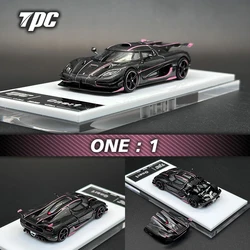 TPC In Stock 1:64 ONE Pink Gold Carbon Fiber Hood Stripe Opened Hood Diecast Car Model Collection Miniature Toys