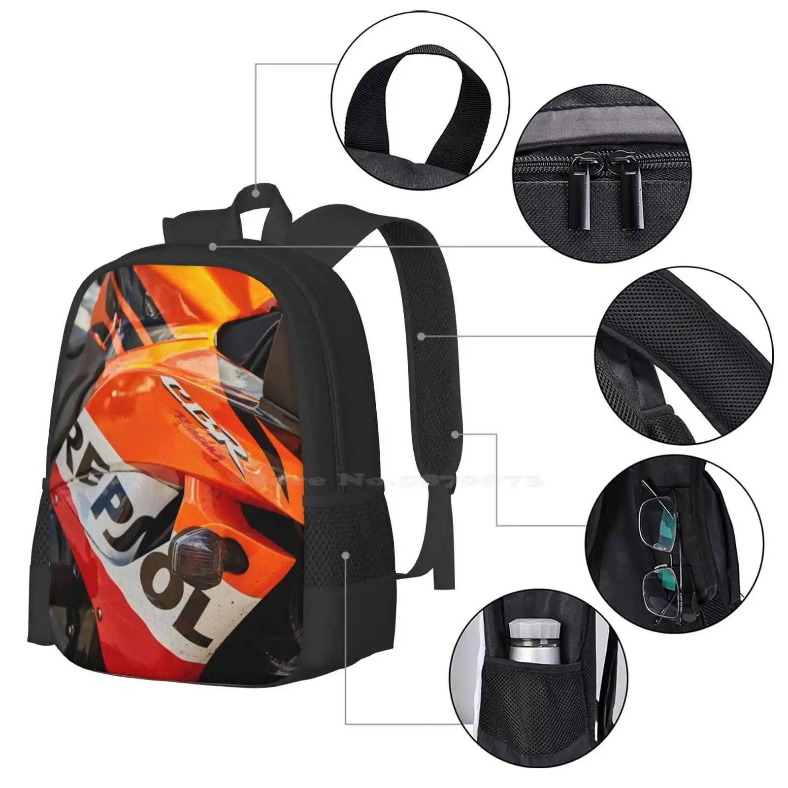 Repsol New Arrivals Unisex Bags Student Bag Backpack Repsol Motorcycle Extreme Sport Racing