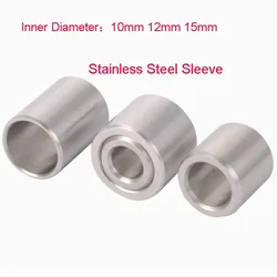 2Pcs Stainless Steel Sleeve Bushing Steel Ring Wear Resistant Bushing Inner Guide Sleeve Inside Diameter 10mm/12mm/15mm