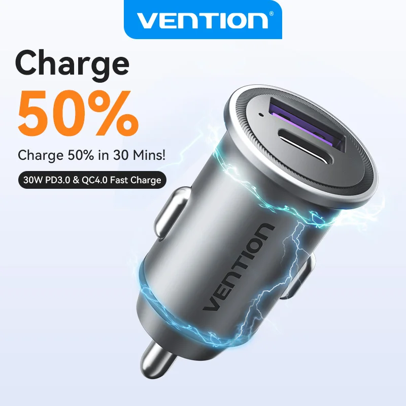 

Vention 30W Car Charger USB Type C Car Charging Fast Quick Charge PD3.0 QC4.0 QC3.0 SCP FCP AFC for Xiaomi POCO iPhone