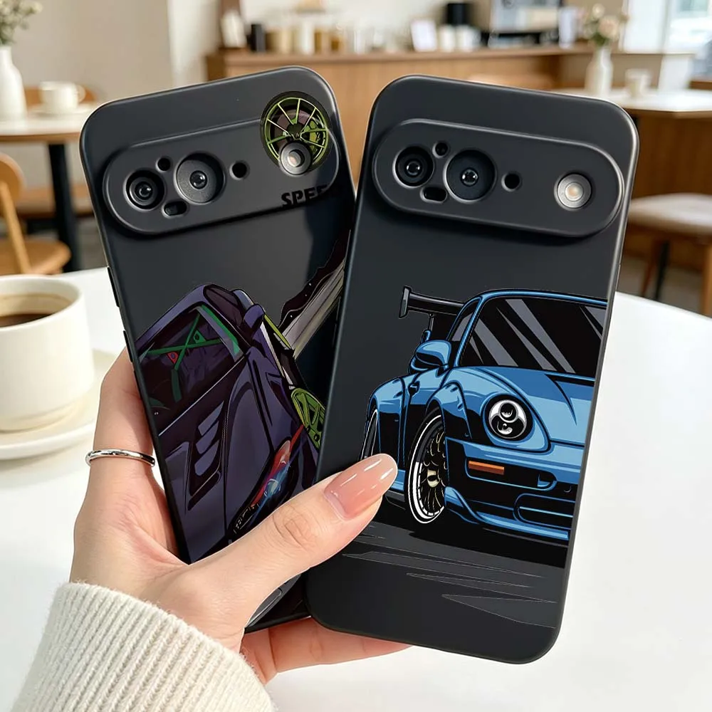 

Fashions Design Car Pattern Phone Case For Google Pixel 6 6A 7 7A 8 8A 9 10 10A Pro XL 2024 5G Black Soft Silicone Cover