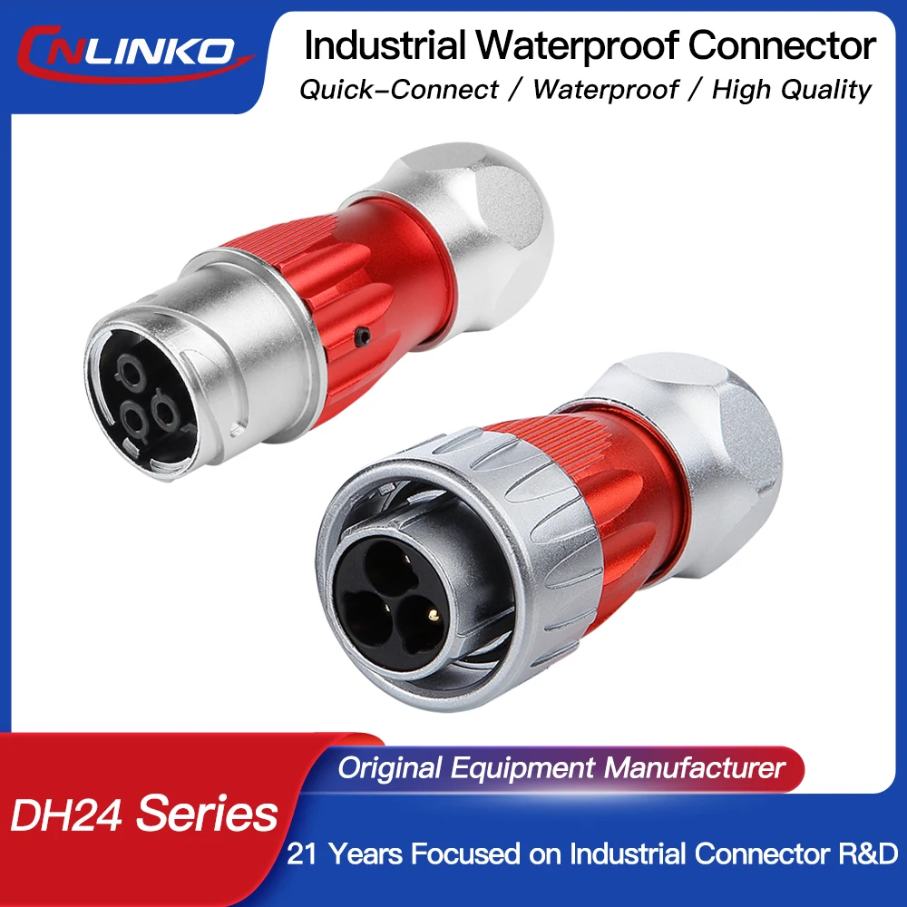 

CNLINKO DH24 Industrial Waterproof Connector M24 IP68 Anti-Interference Metal Shell 3 Pin~24 Pin Electrical Plug Socket Set
