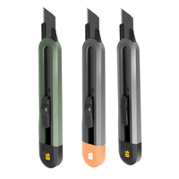 Deli 18mm Blade Utility Knife Box Cutter Retractable Snap Off Art Knife,Auto Lock Carbon Steel Sharp Blade Cutting Carton Knife