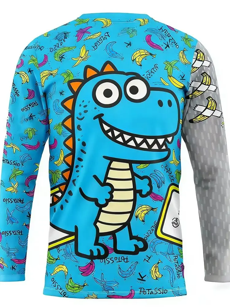 AliExpress raphce Men's cycling apparel, dinosaur print, mountain bike T-shirt, MTB cycling apparel, BMX motorcycle riding apparel, long plus size
