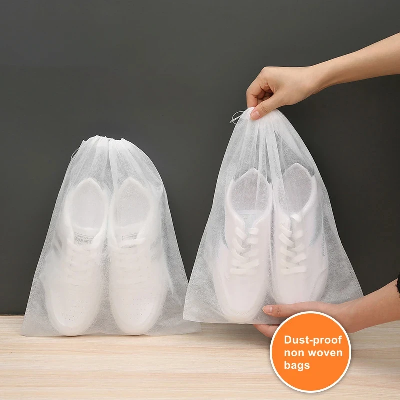10/20pcs Wholesale Non-woven Shoes Bags Drawstring Dustproof Dust Cover Storage Packaging Reusable Travel Portable Pouch