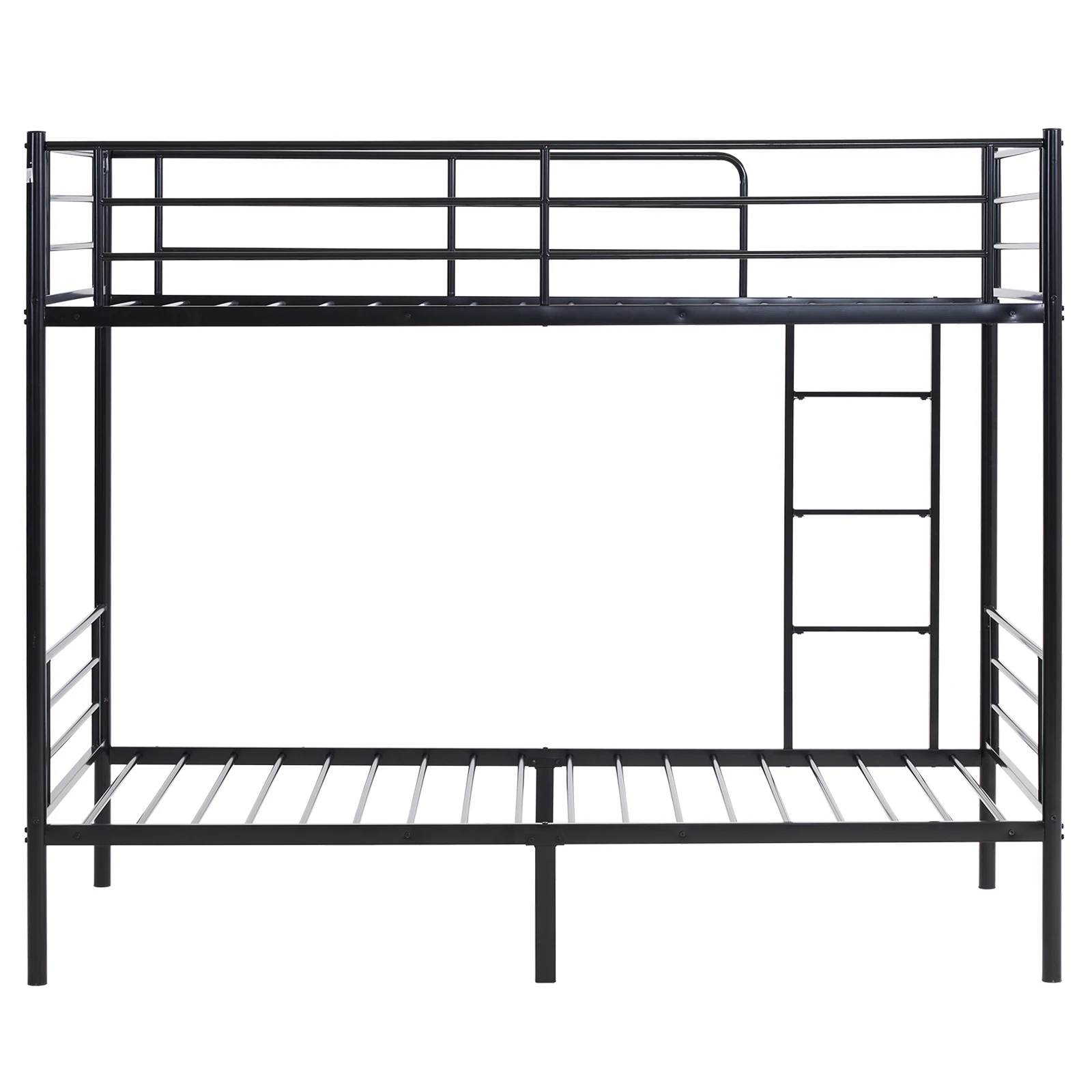 Kids' Twin-Size Black Iron Bunk Bed with Ladder