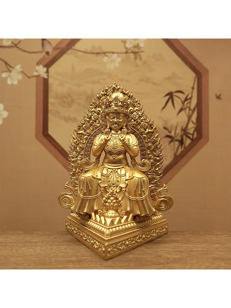 Tibetan Brass Zhakilamu Female Wealth Deity Protector Statue 10.5cm Home Altar Car Blessing