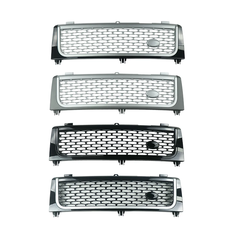 ROVCE Front Bumper Mesh Grille Grill For Land Rover Range Rover Voque 2002-2006 Gloss Black And Silver Assembly Accessories