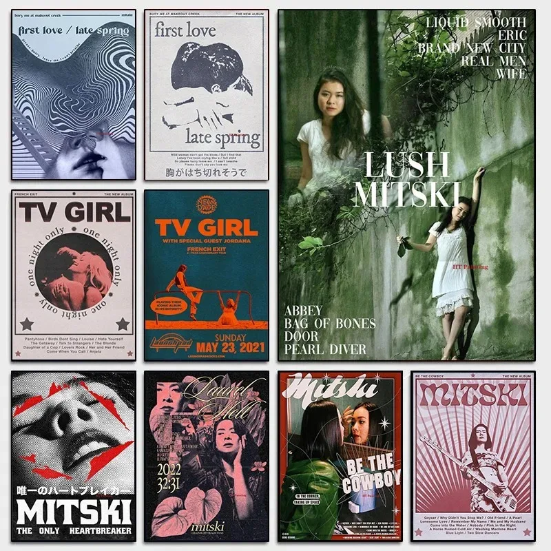 Singer Mitski First Love Tv Girl French Exit Pop Music Album Poster Canvas Painting Wall Pictures Home Bar Cafe Decor Fans Gift