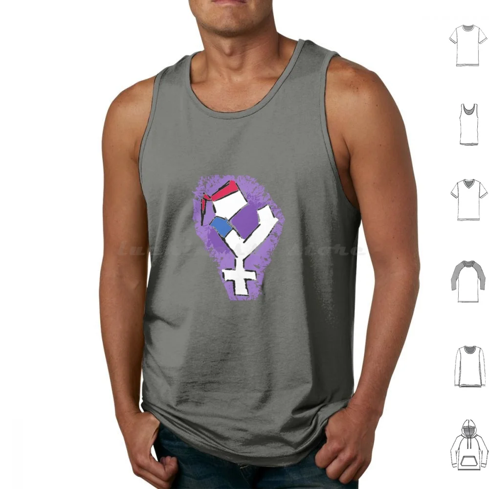 

Femolution Tank Tops Print Cotton Rose The Riveter Women Rights Purple Pink Feminist Social Justice Revolution Feminism