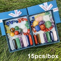 15pcs Natural Stone Healing Crystal Jewelry DIY Gift Box Set Healing Crystal Seven Chakra and Balance The Human Body