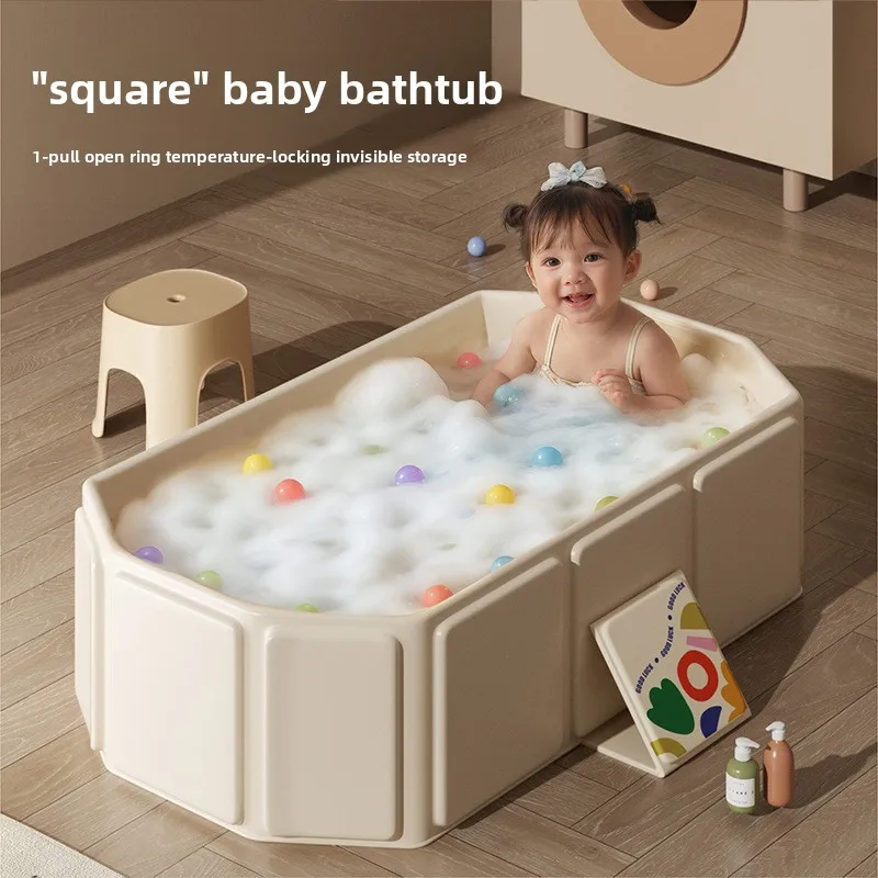 Baby Bathtub Large 0-5 Years Old Folding Bathtub Baby Can Sit and Lie Down Integrated Bathtub