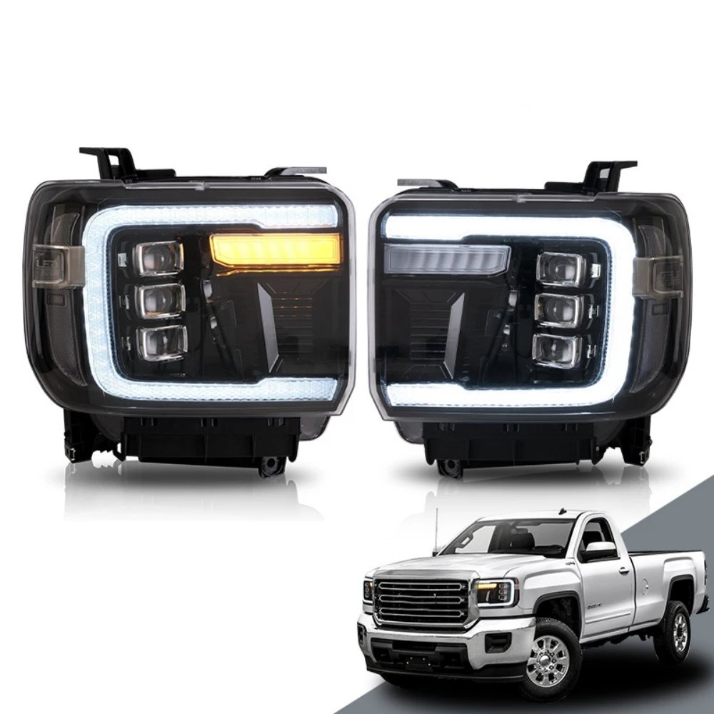 Car Styling LED Headlight For GMC Sierra 2014-2018 LED Headlight Angel Eye DRL High/Bow Beam Turn signal LED Headlights Assembly