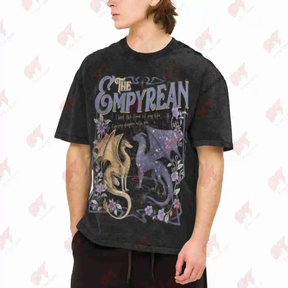 Fourth Wing Empyrean Dragon Riders 2026 Vintage Washed Tee Pure Cotton T-Shirt