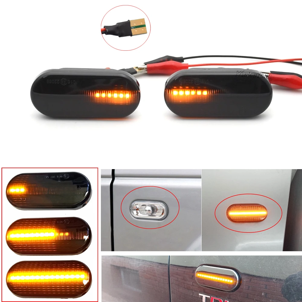 2x Dynamic Flowing LED Side Marker Turn Signal Light For VW Transporter T5 Polo Golf 3 4 Passat B5 Sharan Lupo Bora Multivan