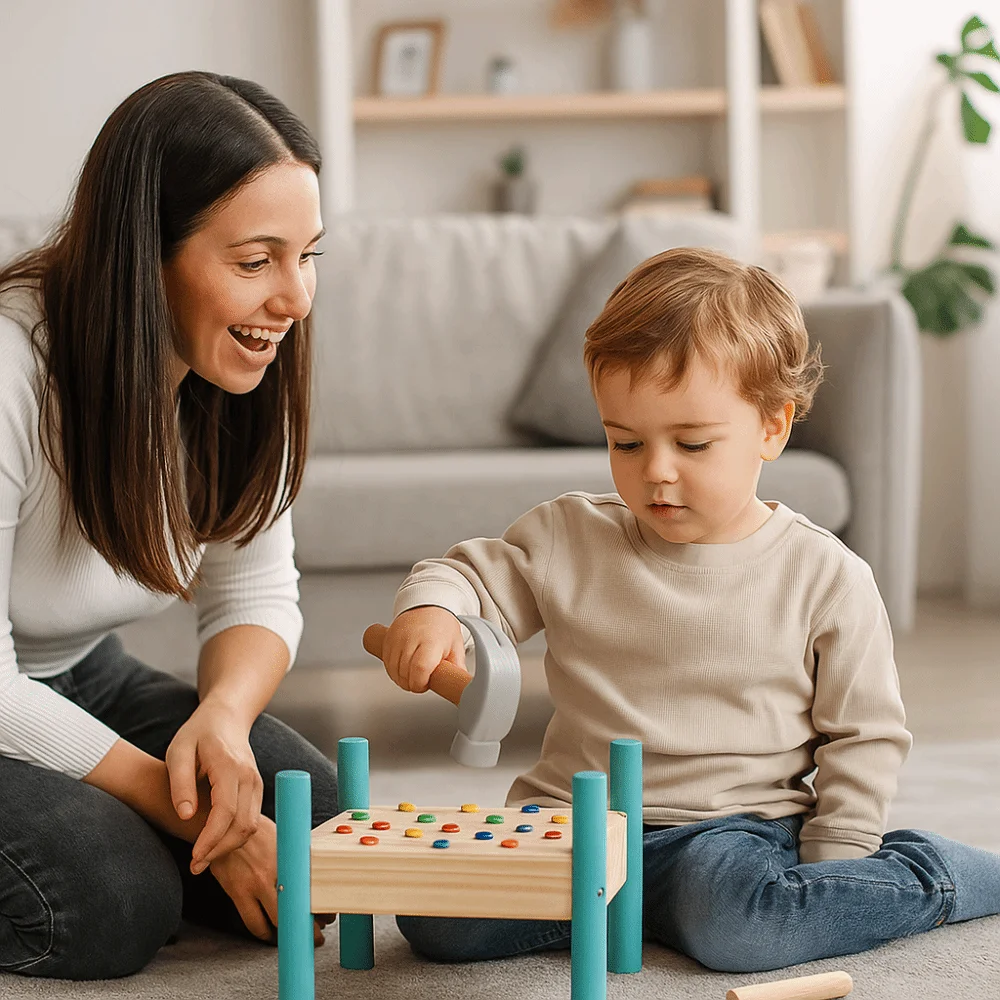 Montessori Knock Nails Werkzeug Spielzeug Kunststoff Nagel Frühes Lernen Doppelseiten Stecktafel Spielzeug Bunte Lebenskompetenzen Training