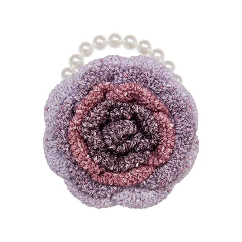 {حزمة المواد} محفظة كاميليا للعملات المعدنية، كرة الثلج DIY النسيج اليدوي فقط لحقيبة المعصم المزدحمة على شكل زهرة، محبوكة محلية الصنع #6