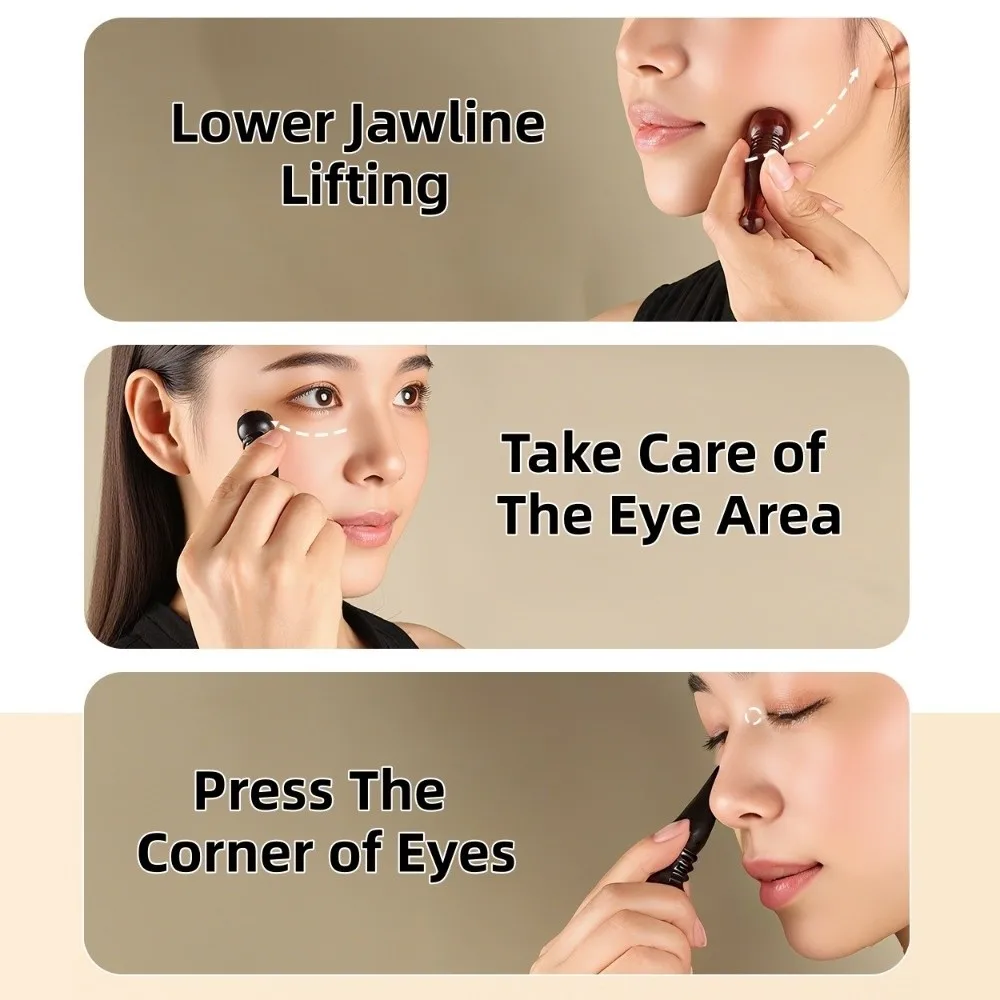 

Five Beads Design Sandalwood Lotus Seedpod Massager Reduce Puffiness Face Lifting and Tightening Eye Massage Stick Blackwood