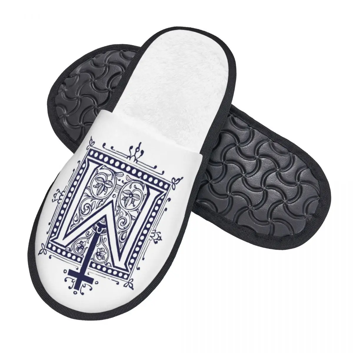 Custom Marian Cross Catholic Vintage Soft Memory Foam House Slippers Women Comfy Warm Anti-Skid Slipper