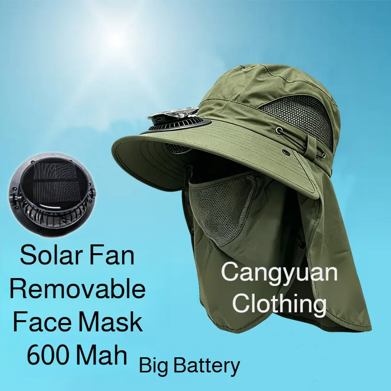 Solar Rechargeable Fan Hat UV Protection Hat Sunscreen Fisherman Cooling Hat for Outdoor Camping Fishing Hiking