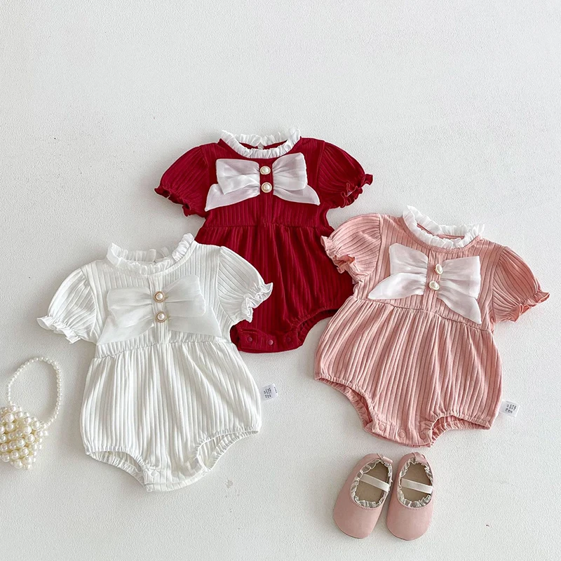 

Новинка 2026: Летний комбинезон для девочек 0-24 месяца, хлопковый, с коротким рукавом, для малышей