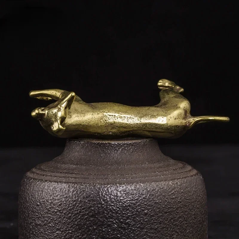 Tabletop Decoration Vintage Brass Animal Figurines Crafts Accessories Solid Brass Loyal Dogs Decorative Objects Gifts Wholesale - view 4