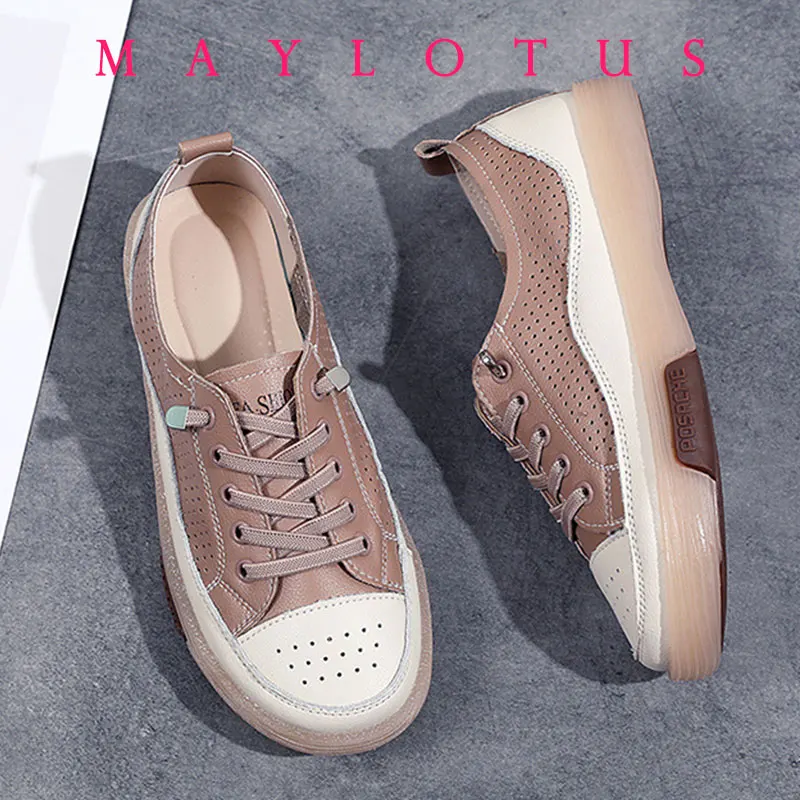 2025 Zomer Vrouwen Schoenen Mesh Loafers Dames Lopen Flats Sneakers voor Vrouwen Echt Leer Damesschoenen Zachte Zool Enkele schoen