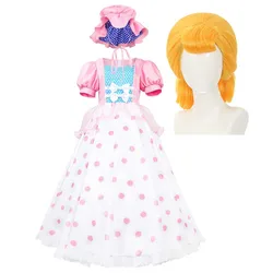 Women Pink Shepherdess Anime Toy Story Bo Peep Dress Up Outfit Or Golden Wig