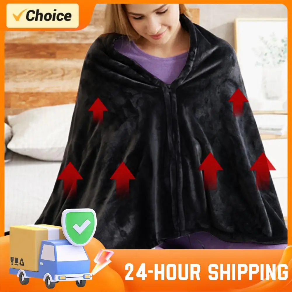 بطانية رمي كهربائية قابلة للغسل USB ساخنة لينة الفانيلا معطف شتوي تسخين سريع شال بطانية تدفئة كهربائية للمشي لمسافات طويلة