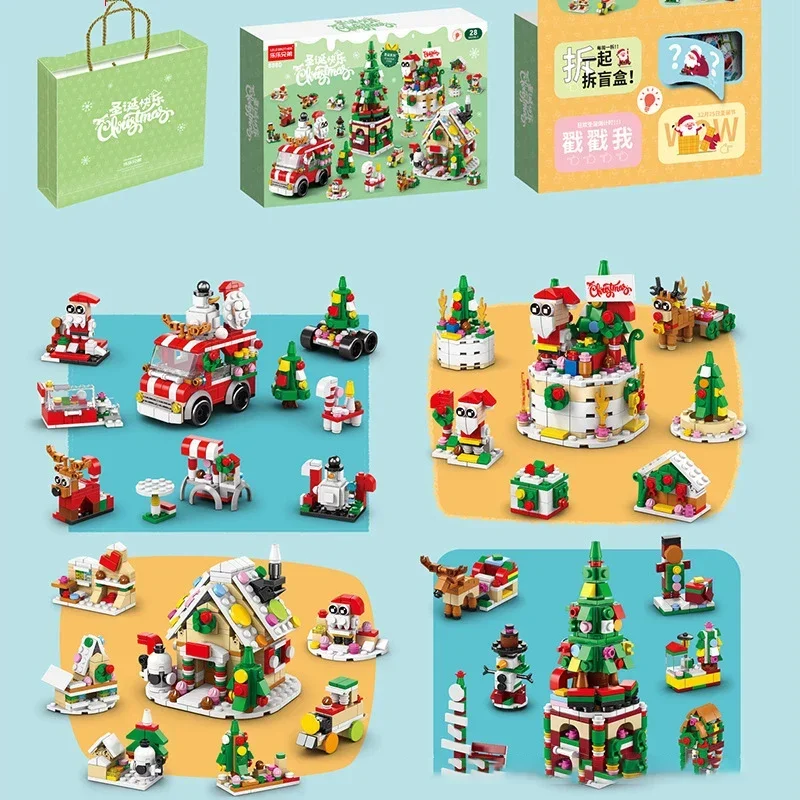 Merry Christmas Gifts for Kids Boys Girls 6in1 Small Particles Assembly Building Blocks Toys Early Education Toy Christmas Decor