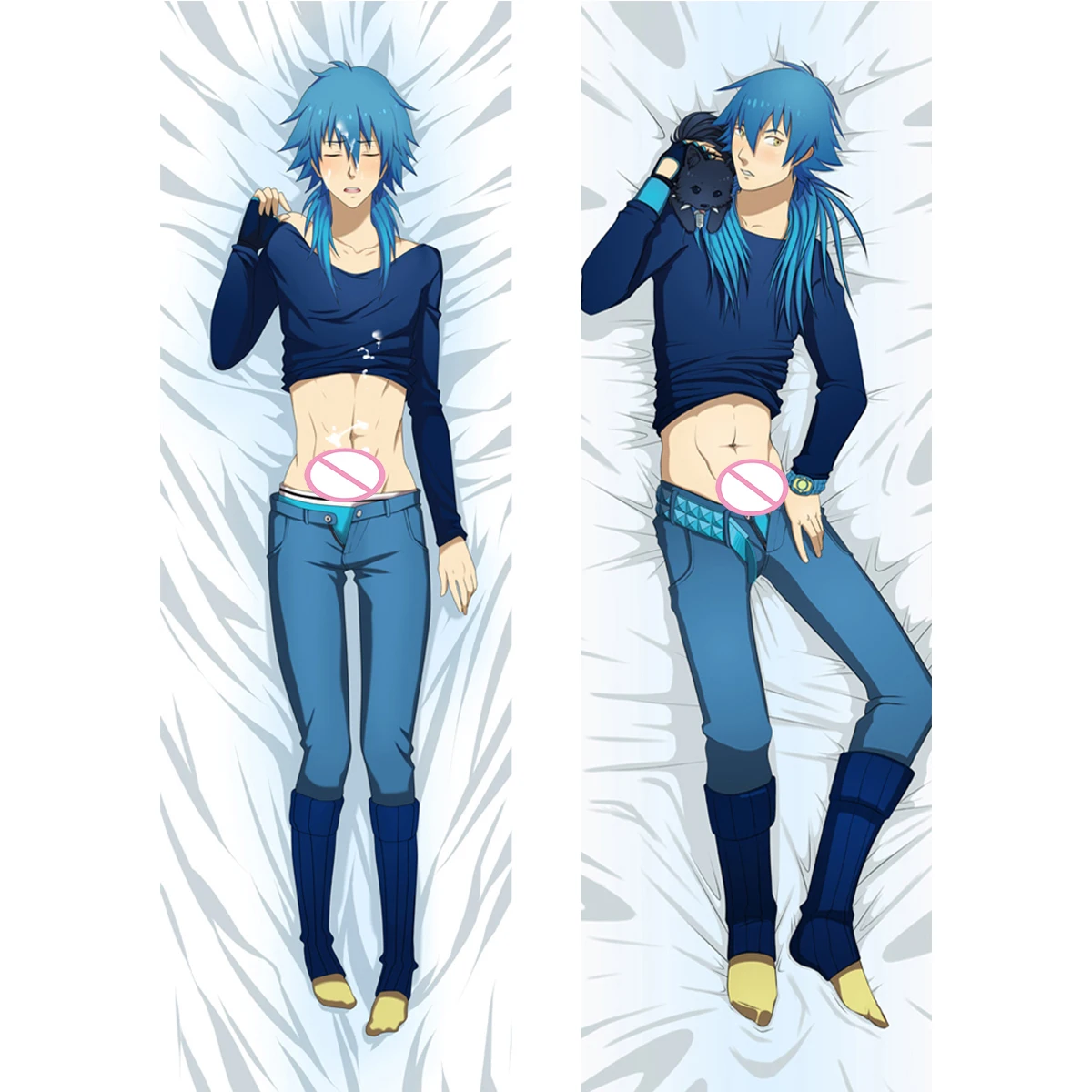 

Anime Cool Boy Seragaki Aoba Dakimakura Handsome Male Pillowcase Sly Blue Hair Characters Long Life Size Body Pillow Cover