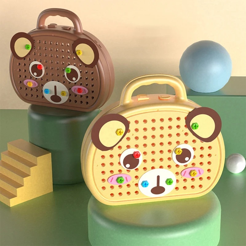 206/208Pcs Electric Screwdriver Screwing Repair 4-6 Years Old Montessori Kids Repair Toolbox Toys Assembling Toolbox Toy