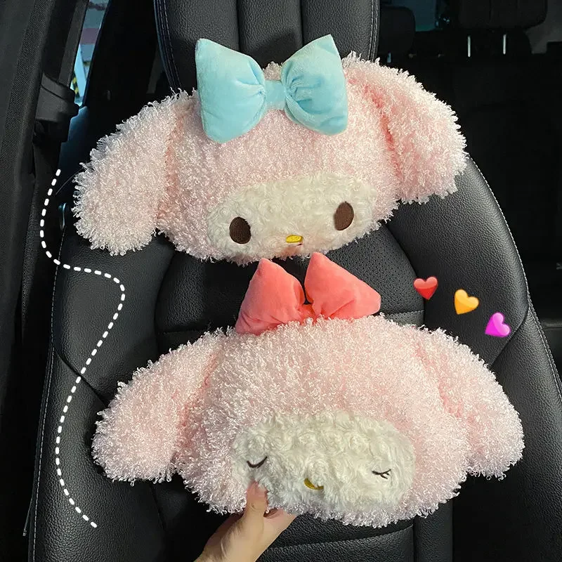 Cute Soft Pink Powder Girl Heart Merlot Rabbit Plush Car Headrest Marshmallow Neck Pillow