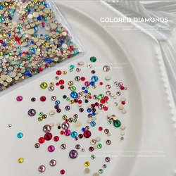 1440Pcs Nail Art K9 Glass Rhinestones Multi-Colors Mixed Round Stones 3D DIY Crafts For Nail Sparkle Charms Decorations
