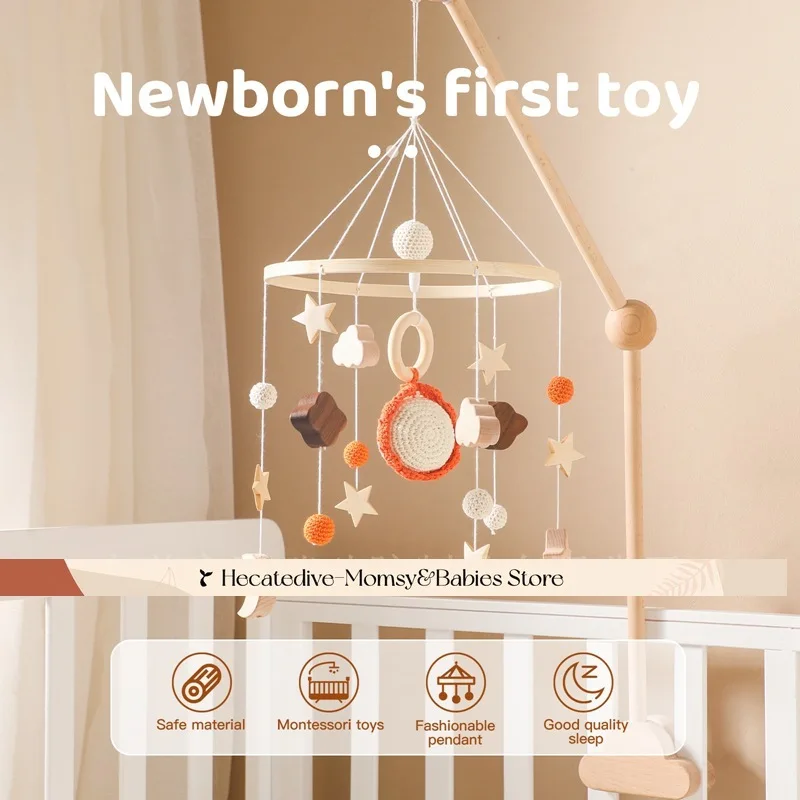 【꼭 있어야 할】아기 딸랑이 및 모빌 Amigurumi Sky Friends 모바일 ​   교육용 장난감 미니 장식 0-12개월 아기 물건