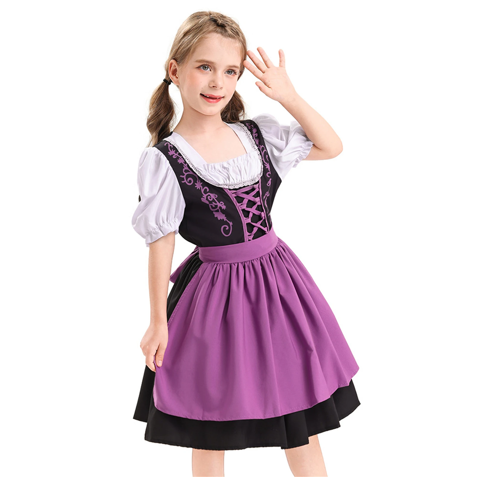 

Kids Traditional German Dirndl Dress Oktoberfest Costume Bavarian National Beer Girls Cosplay Halloween Fancy Outfit