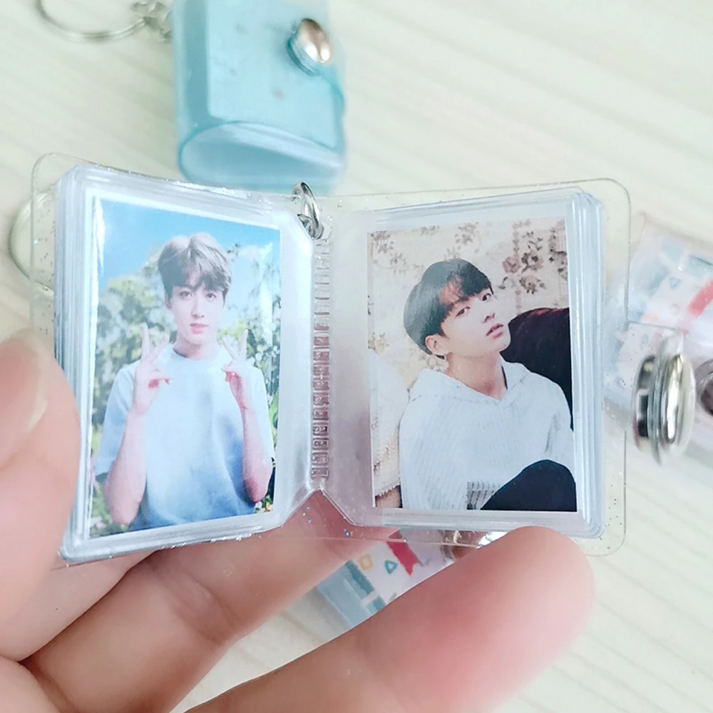 Transparent Jelly Color 1 Inch Card Stock 2 Inch Binders Albums Mini Photo Album Photo Card Holder Photos Holder Keychain