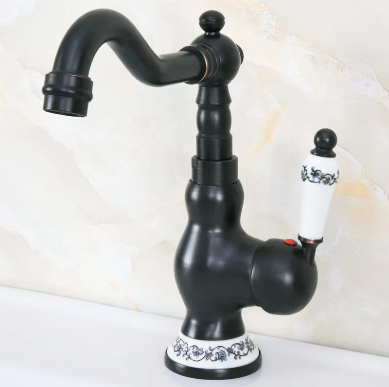 Oil Rubbed Bronze 360 Swivel Spout Bathroom Sink Faucet Kitchen Basin Cold And Hot Water Mixer Tap Dnfba3